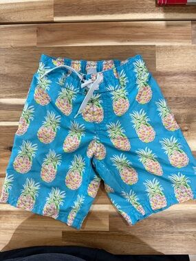 Janie and Jack Turquoise Pineapple Print Swim Shorts